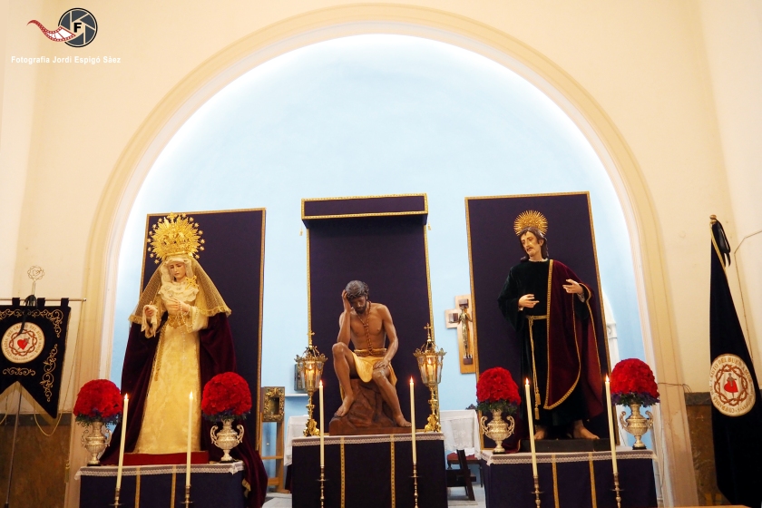 Iglesia de San Nicolas de Bari sede de la Cofradia del Cristo del Buen Amor y Ntra. Señora de la Amargura con San Juan Evangelista. Viernes Santo 2021